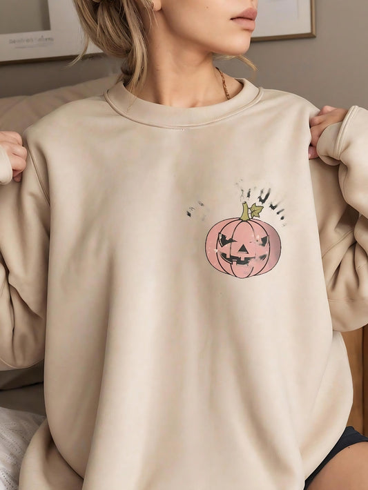 Women Fall Pumpkin-Halloween Print Sweatshirt