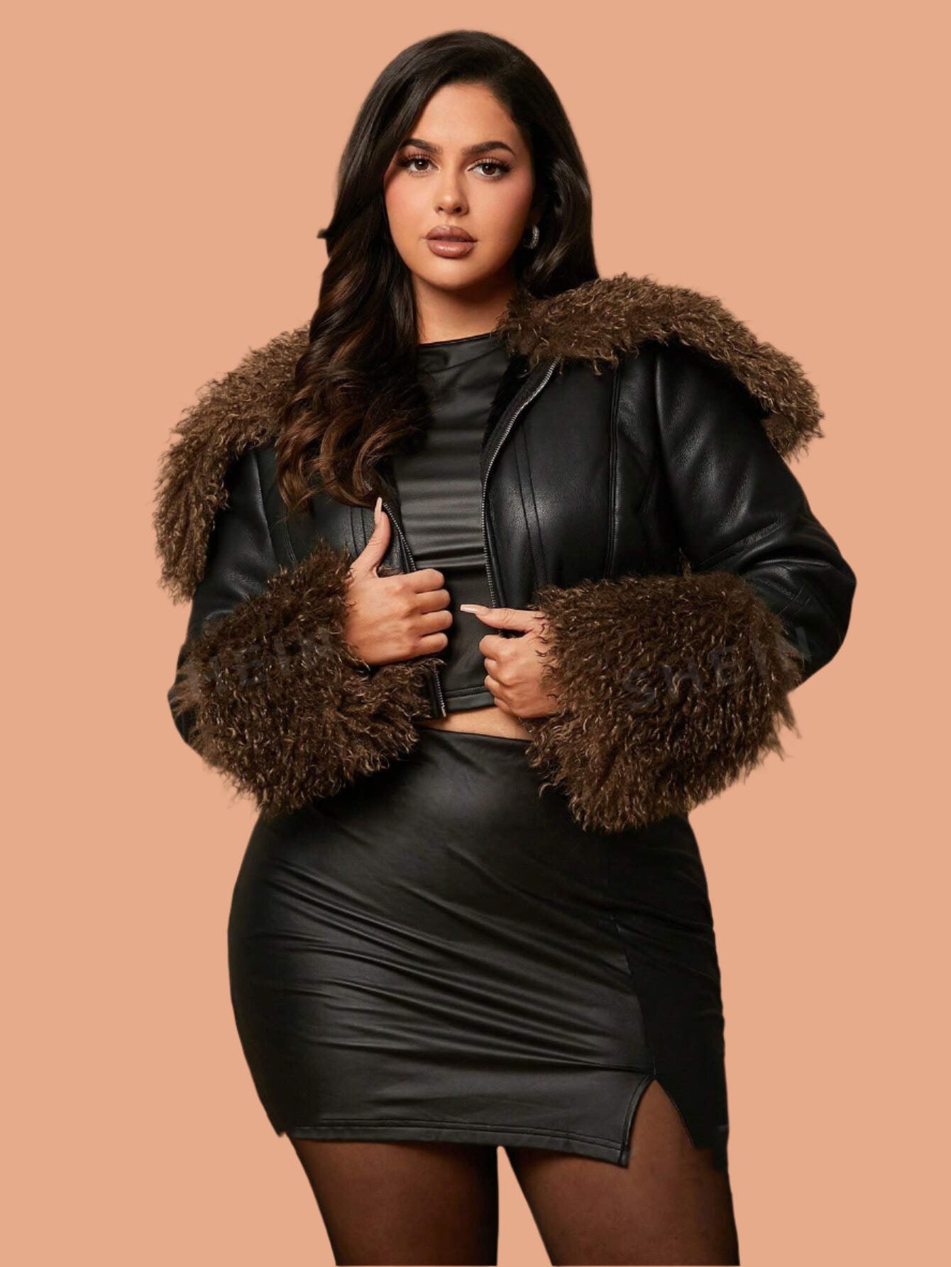 Plus Size Fall Elegant Going Out Sexy Party Women Black Pu